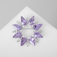 Брошь &laquo;Сияние ореол&raquo;, цвет бело-сиреневый в серебре