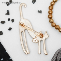 Брошь &laquo;Кошка грациозная с бантиком&raquo;, цвет чёрный в золоте