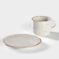 Чайная пара фарфоровая Punto bianca, 2 предмета: чашка 200 мл, блюдце d=15,5 см