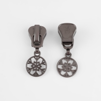 Бегунок автоматический для молнии &laquo;Трактор&raquo;, №8, декоративный &laquo;Снежинка&raquo;, 10 шт, цвет чёрный никель