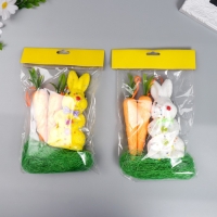 Декор "Зайчик с морковками и травкой" набор 4 шт МИКС 15 см