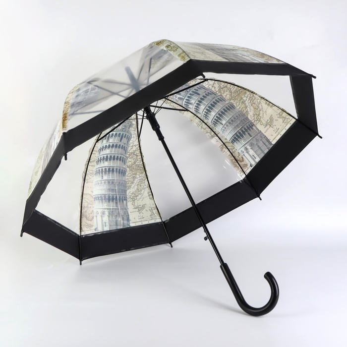 Зонт - трость полуавтоматический &laquo;Башни&raquo;, 8 спиц, R = 42/60 см, D = 120 см, цвет МИКС