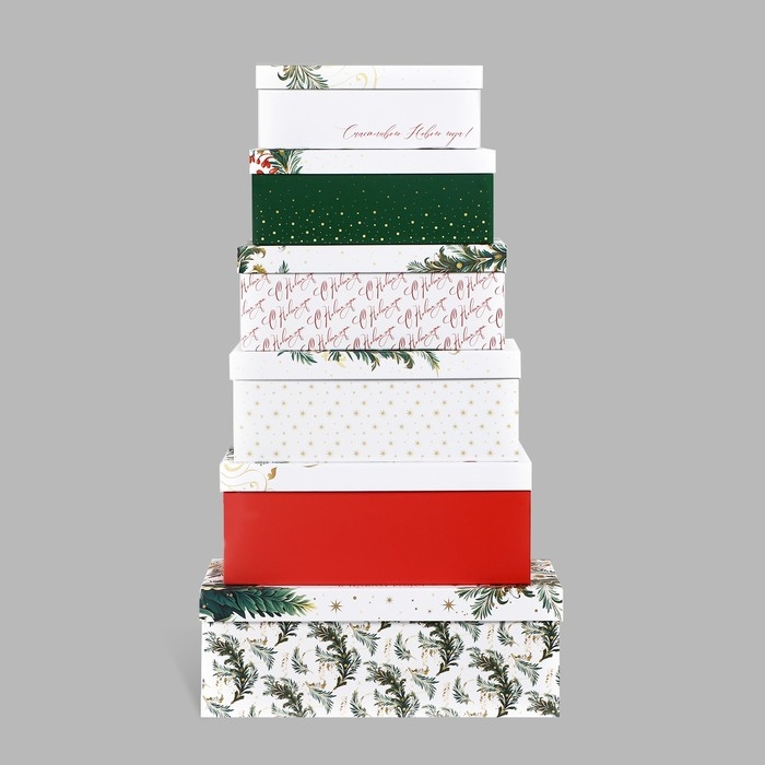 Набор подарочных коробок 6 в 1 &laquo;Новогодние шары&raquo;, 20 х 12.5 х 7.5 &ndash; 32.5 х 20 х 12.5 см, Новый год