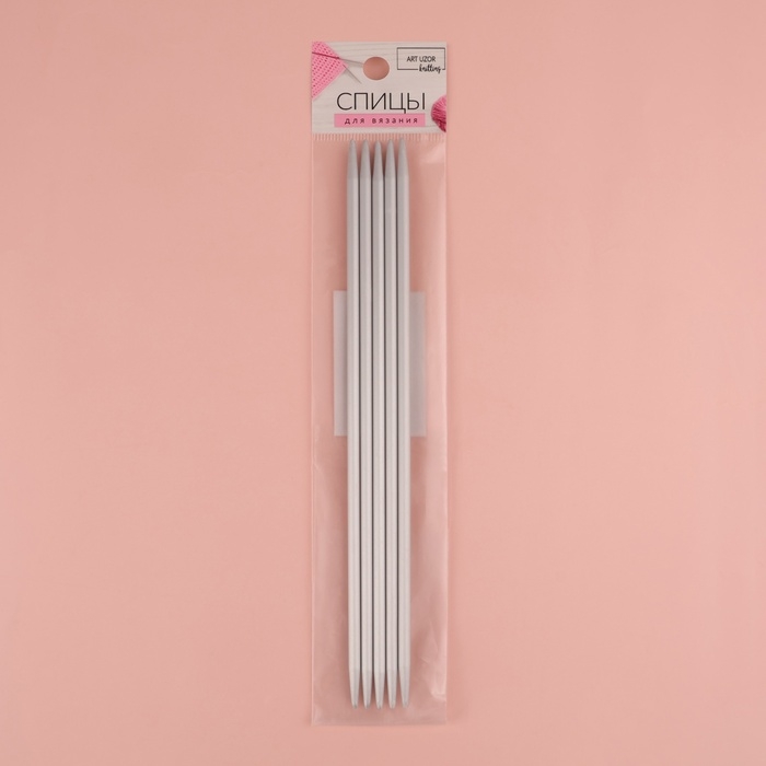 Спицы для вязания, чулочные, с тефлоновым покрытием, d = 4 мм, 20 см, 5 шт