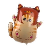 Воздушный шар фольгированный 28" &laquo;Котик в шапке&raquo;, с подложкой