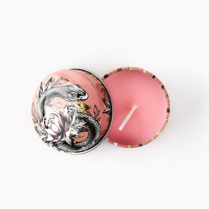 Свеча новогодняя в железной банке &laquo;Новый год: Змея&laquo;Новый год: аромат ваниль, 4.8 см