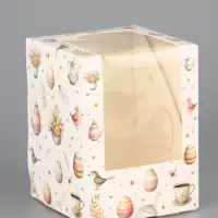 Коробка подарочная пасхальная с окном &laquo;Пасхальное чаепитие&raquo; 9.5&times;9.5&times;12.5 см