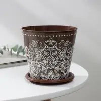 Горшок для цветов Доляна &laquo;Кракле&raquo;, 800 мл, цвет коричневый