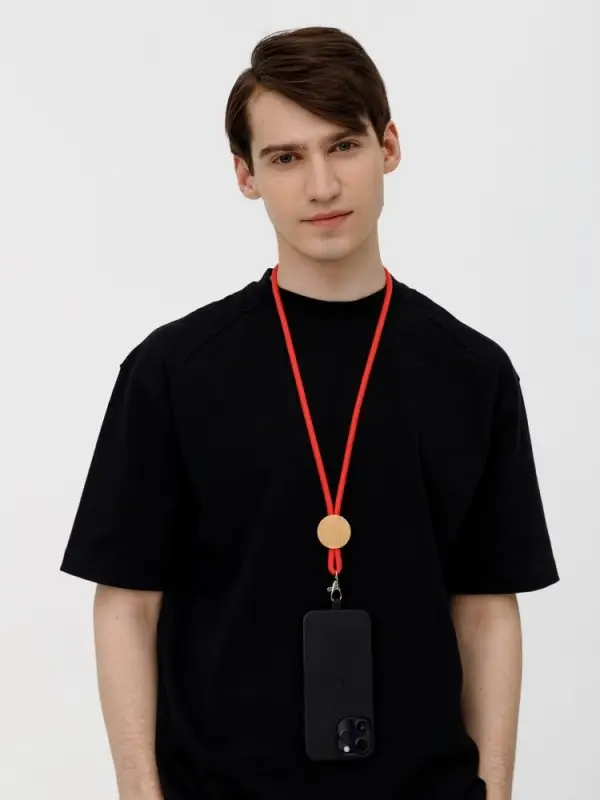 Шнурок для бейджа Tube Wood, красный