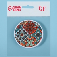 Зеркало складное &laquo;Витраж&raquo;, d = 7,3 см, цвет оранжевый/синий