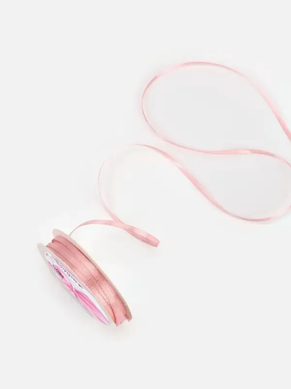 Лента атласная, 3 мм, 45&plusmn;1 м, жемчужно-розовая №135