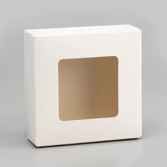 Коробка пищевая, с окном, белый, 11,5 х 11,5 х 4 см