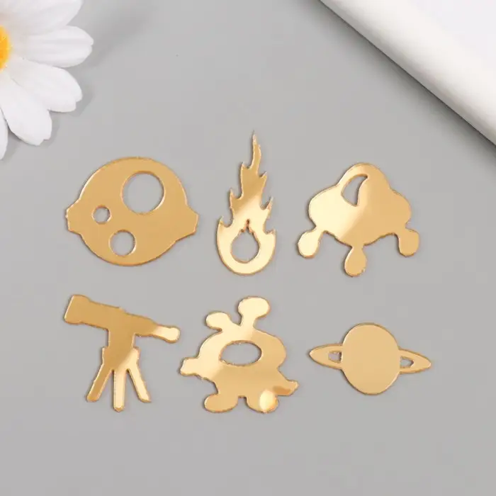 Декор для творчества пластик зеркальный "Космос" набор 6 шт