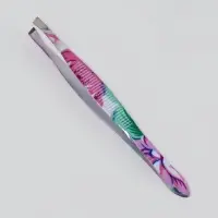 Пинцет скошенный, узкий, 8.5 см, рисунок МИКС