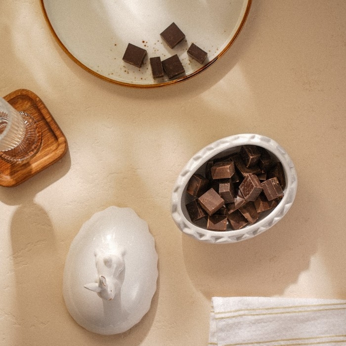 Конфетница керамическая SL Home &laquo;Пасхальные кролики&raquo;, 15,5&times;12&times;16 см, цвет белый