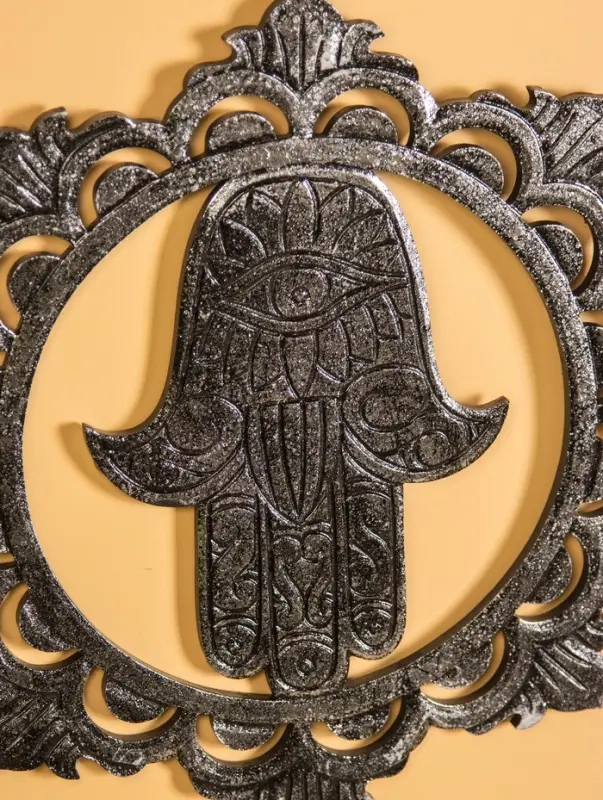 Панно "Хамса" МДФ, 40х40х1 см, цв. серебро/чёрный