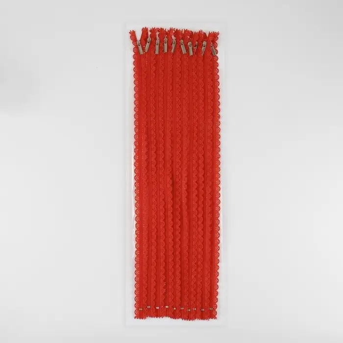 Молния &laquo;Спираль&raquo;, №3, неразъёмная, ажурная, замок автомат, 50 см, красная