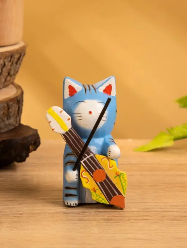 Сувенир &laquo;Кот с контрабасом&raquo;, 4&times;5&times;8 см, дерево, МИКС