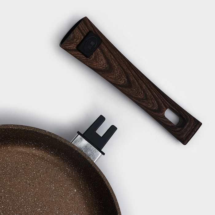 Сковорода Доляна &laquo;Брауни&raquo;, d=24 см, съёмная ручка, стеклянная крышка, антипригарное покрытие, индукция