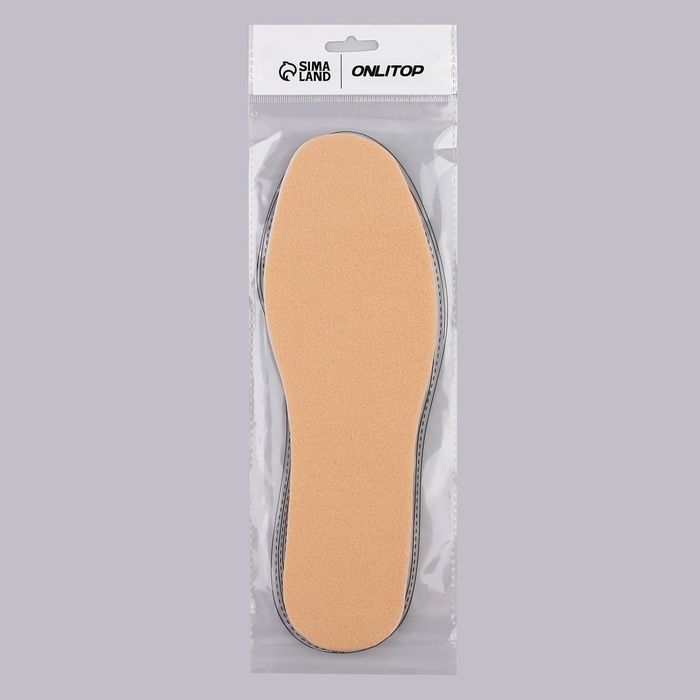 Стельки для обуви, утеплённые, универсальные, р-р RU до 43 (р-р Пр-ля до 45), 27,5 см, пара, цвет коричневый