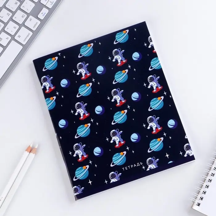 Тетрадь в клетку, 48 л., А5, на скрепке, блок №1 &laquo;Космос&raquo; МИКС
