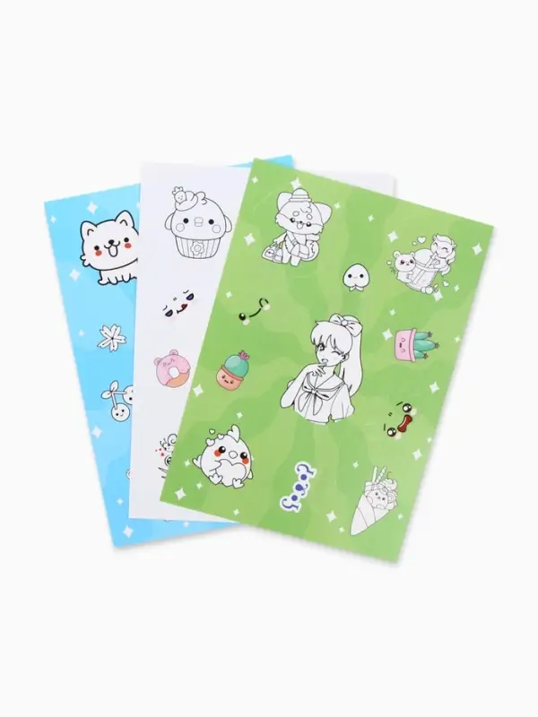 Наклейки детские, раскраска, 3 листа, А5 &laquo;Аниме&raquo;