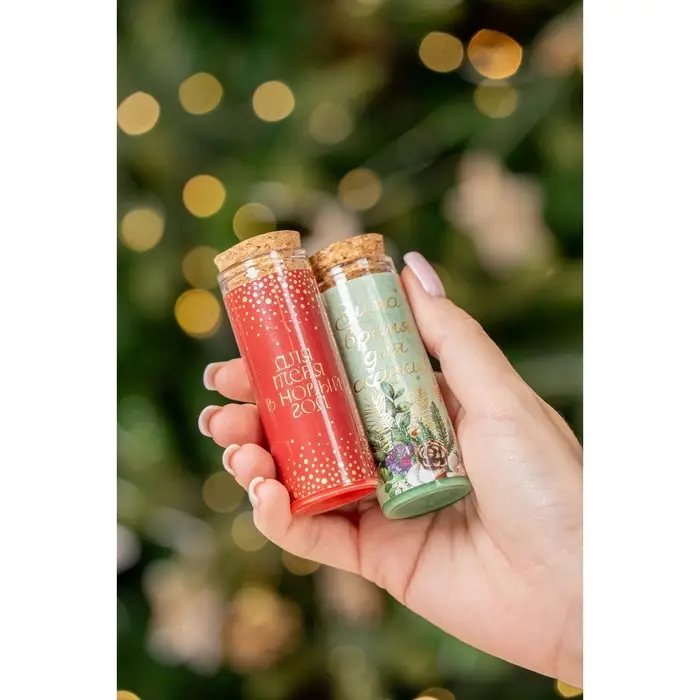 Новогодние свечи в колбе, набор 2 шт., аромат мята и ваниль, 3&times;3&times;8 см