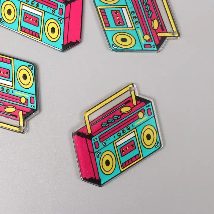 Декор для творчества акрил двусторонний "Магнитофон" 4,1х3х0,2 см