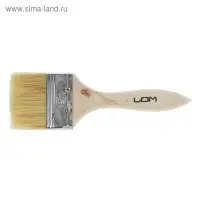 Кисть плоская ЛОМ, натуральная щетина, деревянная рукоятка, 2.5", 63 мм