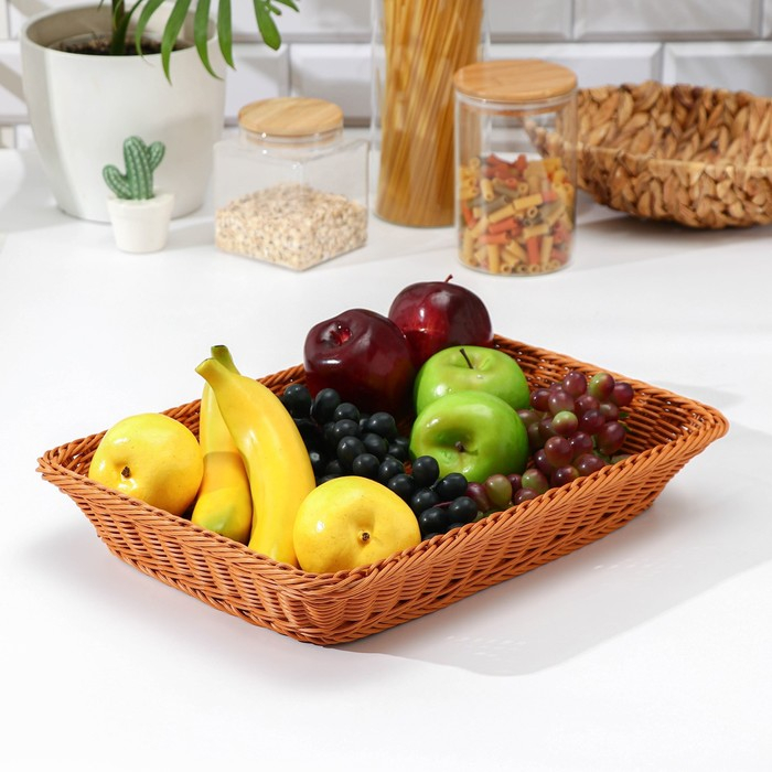 Корзина для продуктов Доляна, 40&times;29,5&times;7 см, цвет коричневый