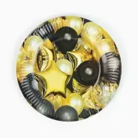МП Тарелка одноразовая бумажная "Черное золото", шары, 18 см (10 шт.)