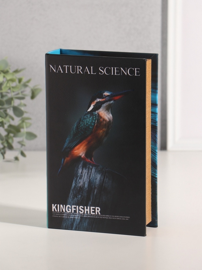 Сейф-книга дерево кожзам "Птицы. Зимородок" 21х13х5 см