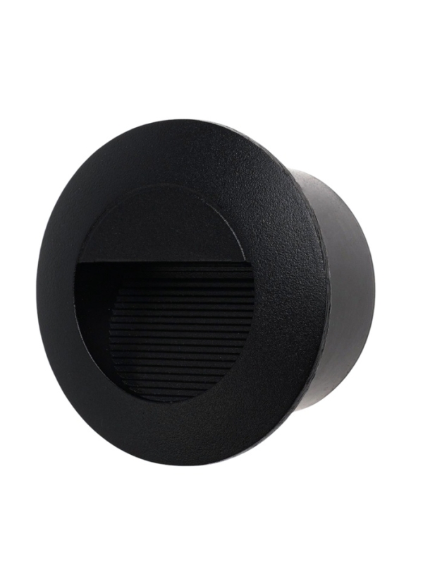 Встраиваемый светильник для лестницы, IP65, 3 Вт, 6500К, 65х65, круг, черный