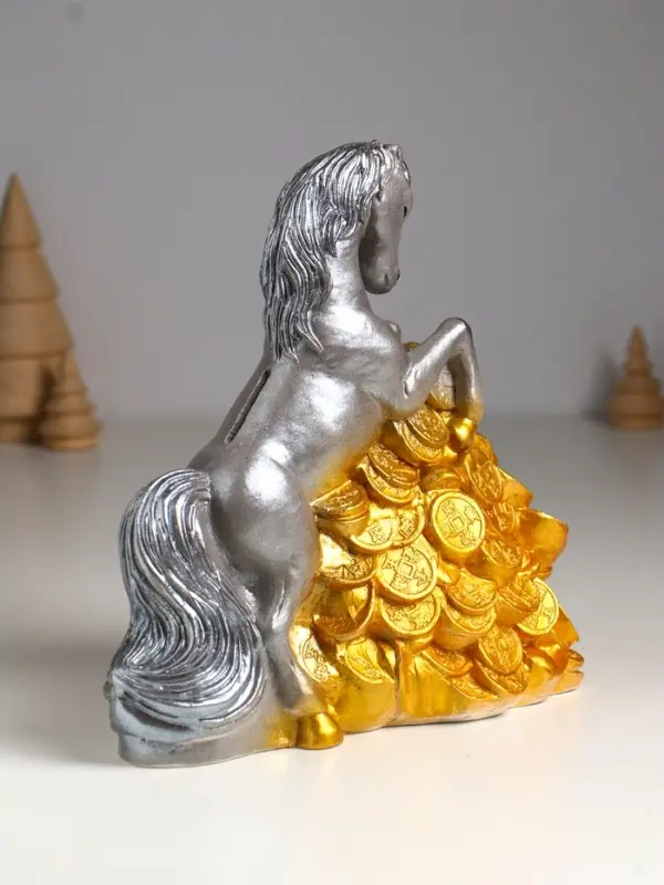 Копилка "Конь на деньгах" 20х20х13 см, серый