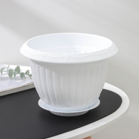 Горшок для цветов с поддоном &laquo;Байкал&raquo;, 2 л, пластиковый, белый