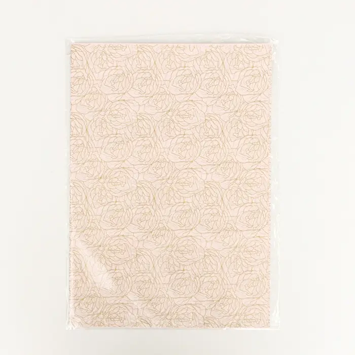 Бумага упаковочная тишью, &laquo;Цветы&raquo;, 50 см &times; 70 см 17 грамм, розовая