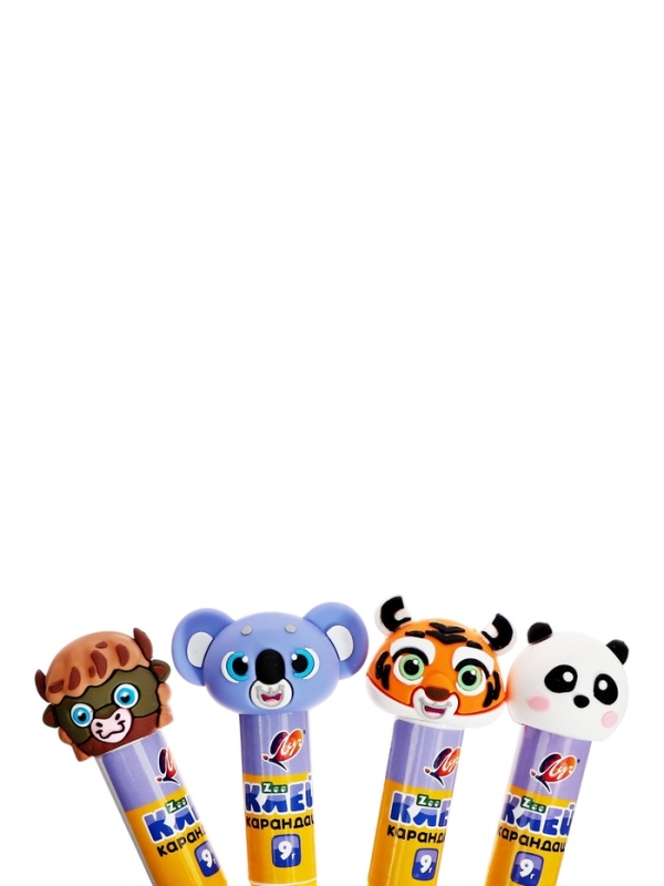 Клей-карандаш PVP 9г Луч ZOO, фигурный колпачок, МИКС