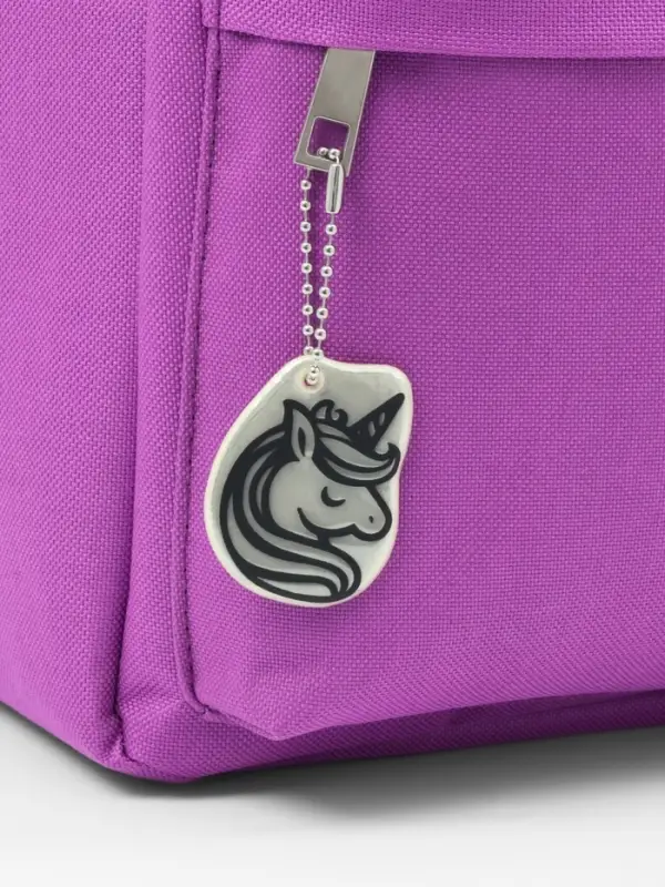 Светоотражающий элемент двусторон единорог 3,9*4,8см цепочка белый АУ