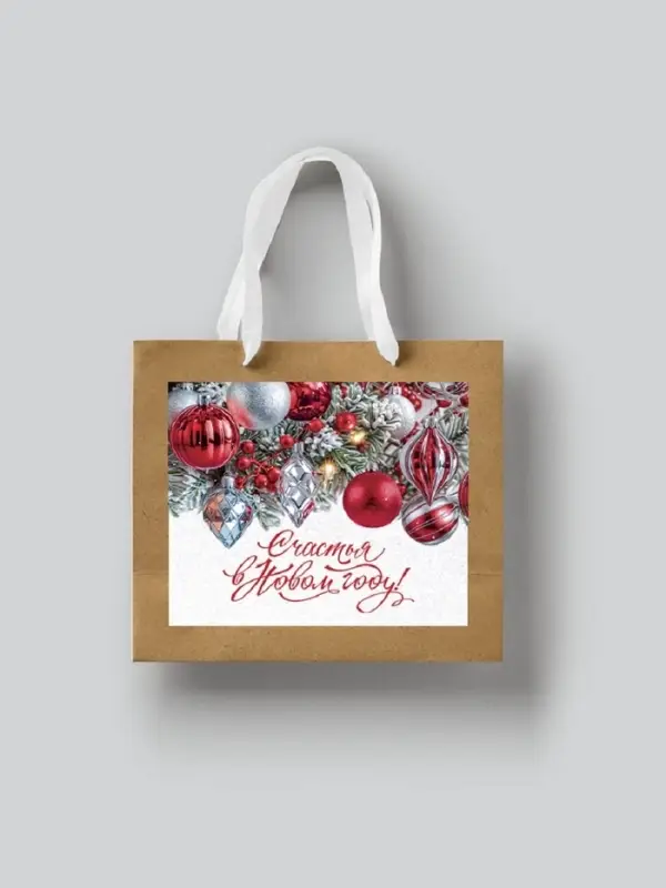 Пакет подарочный крафтовый с пластиковым окном &laquo;Счастья&raquo;, 24&times;20&times;11 см