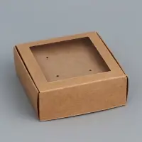 Коробка для бижутерии с PVC окном 8&times;8&times;3 см, крафт