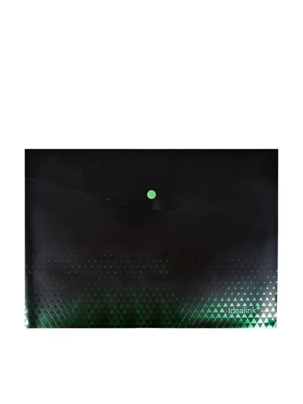 Папка-конверт на кнопке формат А4 180мкр Черная с металлизированной отделкой МИКС (шр на шт)   10843