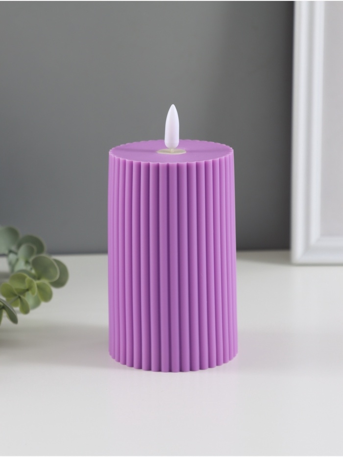 Ночник свеча "Уют" LED 3xААА сиреневый 7,5х7,5х12,5см