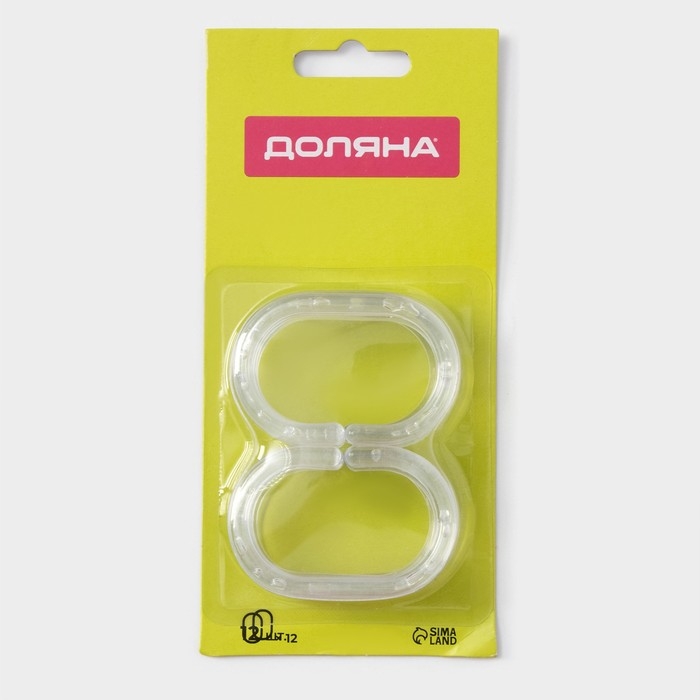 Кольца для штор Доляна, в ванную, пластик, 12 шт, 5,9&times;3,9 см, прозрачный
