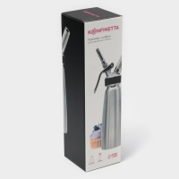 Кремер-сифон для взбивания сливок, KONFINETTA, 1 л, 3 насадки, нержавеющая сталь