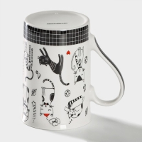 Кружка фарфоровая Доляна &laquo;Кошачьи будни&raquo;, 300 мл, цвет белый