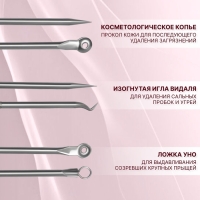 Косметологический набор, 4 предмета, в пластиковом футляре, 11,5 см, цвет серебристый