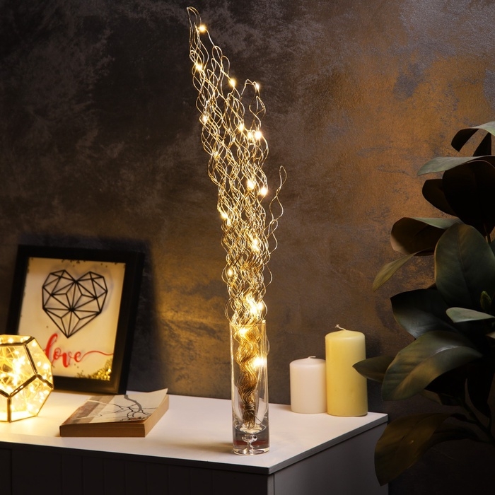 Светодиодная фигура &laquo;Ветвь&raquo; 60х20х3 см, 20 LED, батарейки АAх2 (не в комплекте), свечение теплое белое