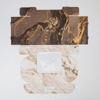 Коробка для эклеров, кондитерская упаковка, 4 вкладыша, &laquo;Мрамор&raquo;, 20 х 15 х 5 см