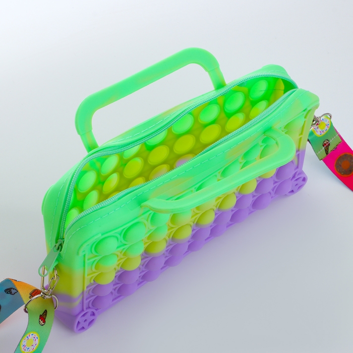 Сумка детская на молнии &laquo;Выбражулька&raquo;, цвет зелёный/жёлтый/сиреневый