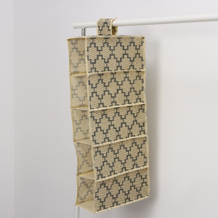 Органайзер подвесной Доляна &laquo;Гэтс&raquo;, 5 отделений, 30&times;15&times;70 см, цвет бежевый